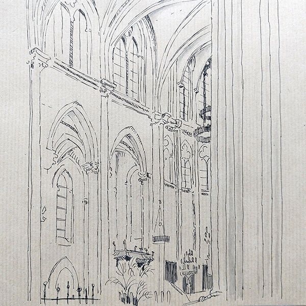 croquis interieur cathedrale montpellier